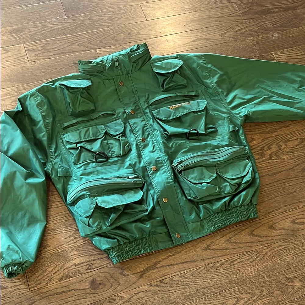 Vtg Mens Hodgman Lakestream Fishing Wading Jacket Coat Large Waterproof Hooded